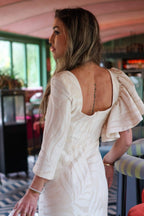 Vestido midi crema| Sandra - MOITTE