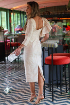 Vestido midi crema| Sandra - MOITTE