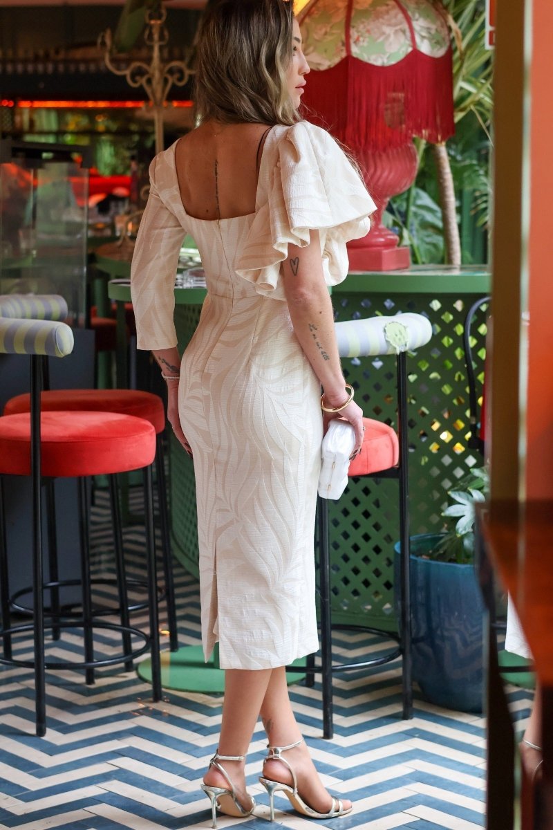 Vestido midi crema| Sandra - MOITTE
