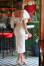 Vestido midi crema| Sandra - MOITTE