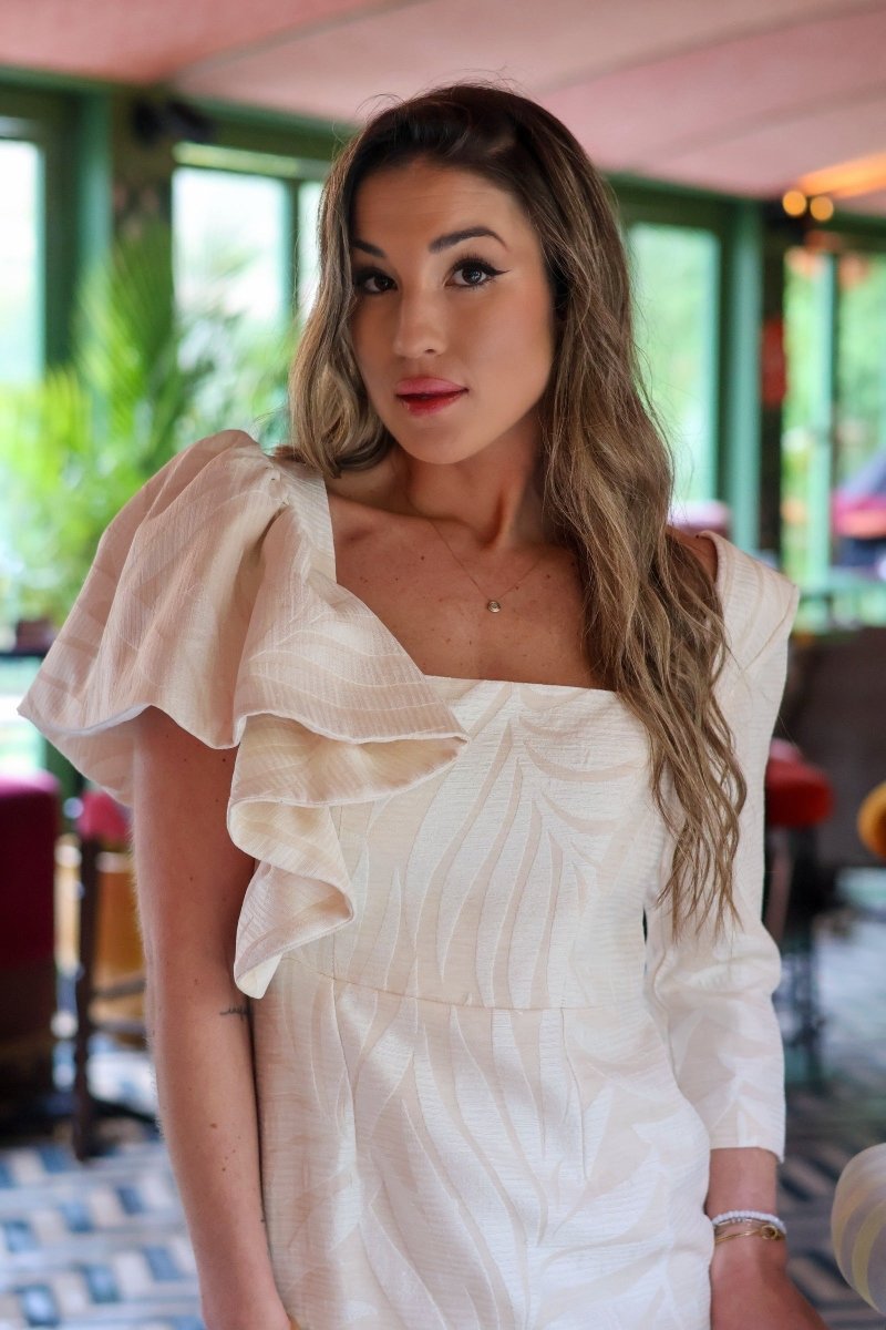 Vestido midi crema| Sandra - MOITTE