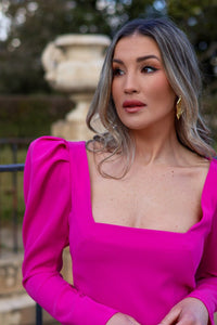 Vestido midi fucsia| Amara - Moitte invitada