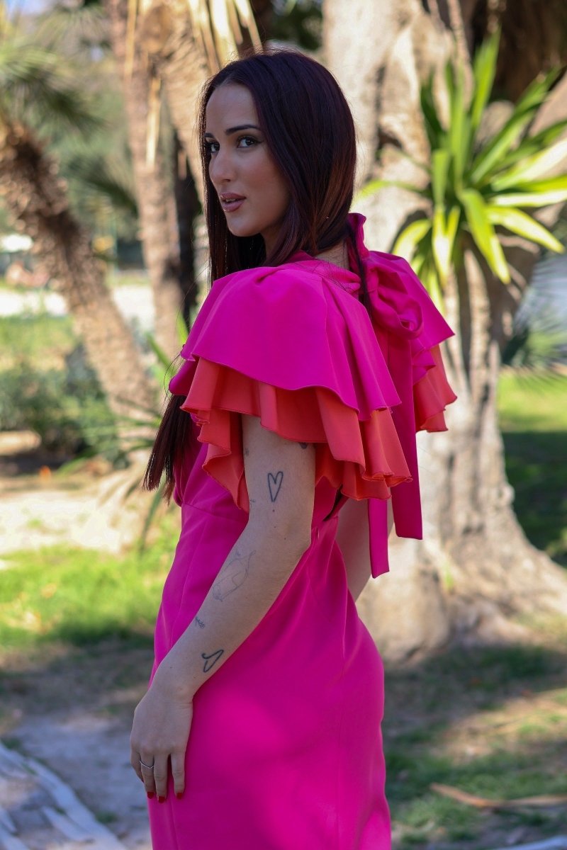 Vestido midi fucsia| Malena - MOITTE