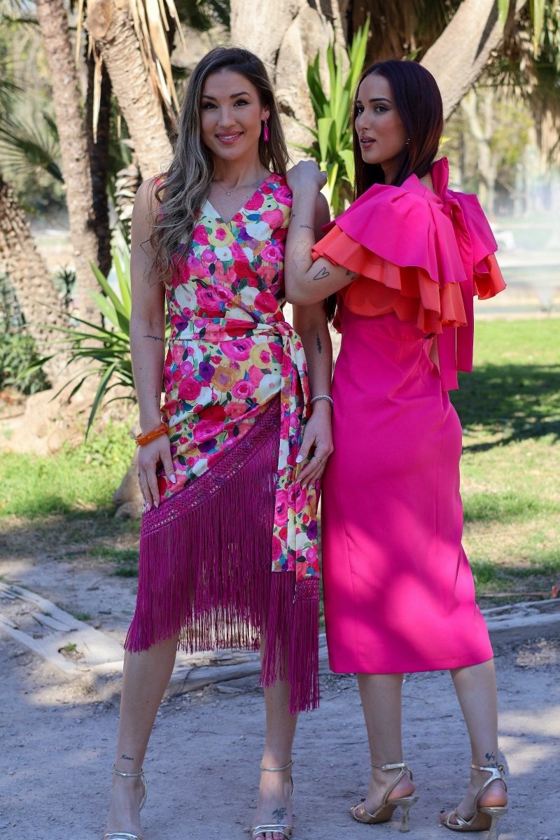 Vestido midi fucsia| Malena - MOITTE