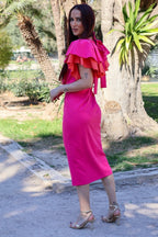 Vestido midi fucsia| Malena - MOITTE