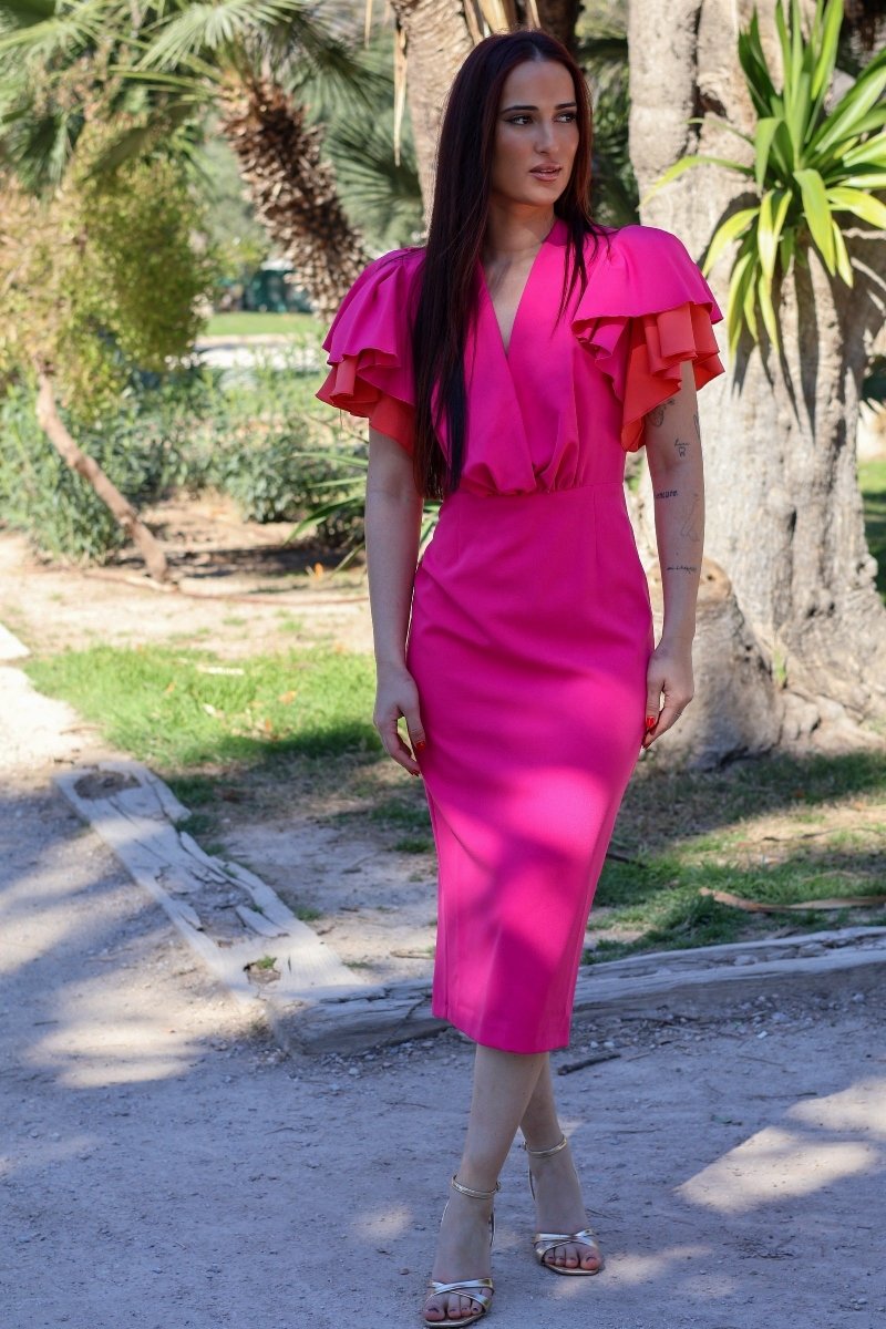 Vestido midi fucsia| Malena - MOITTE