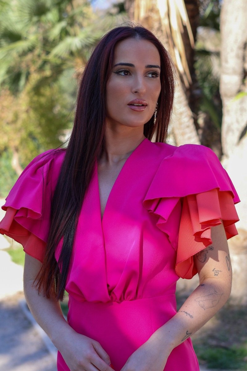 Vestido midi fucsia| Malena - MOITTE