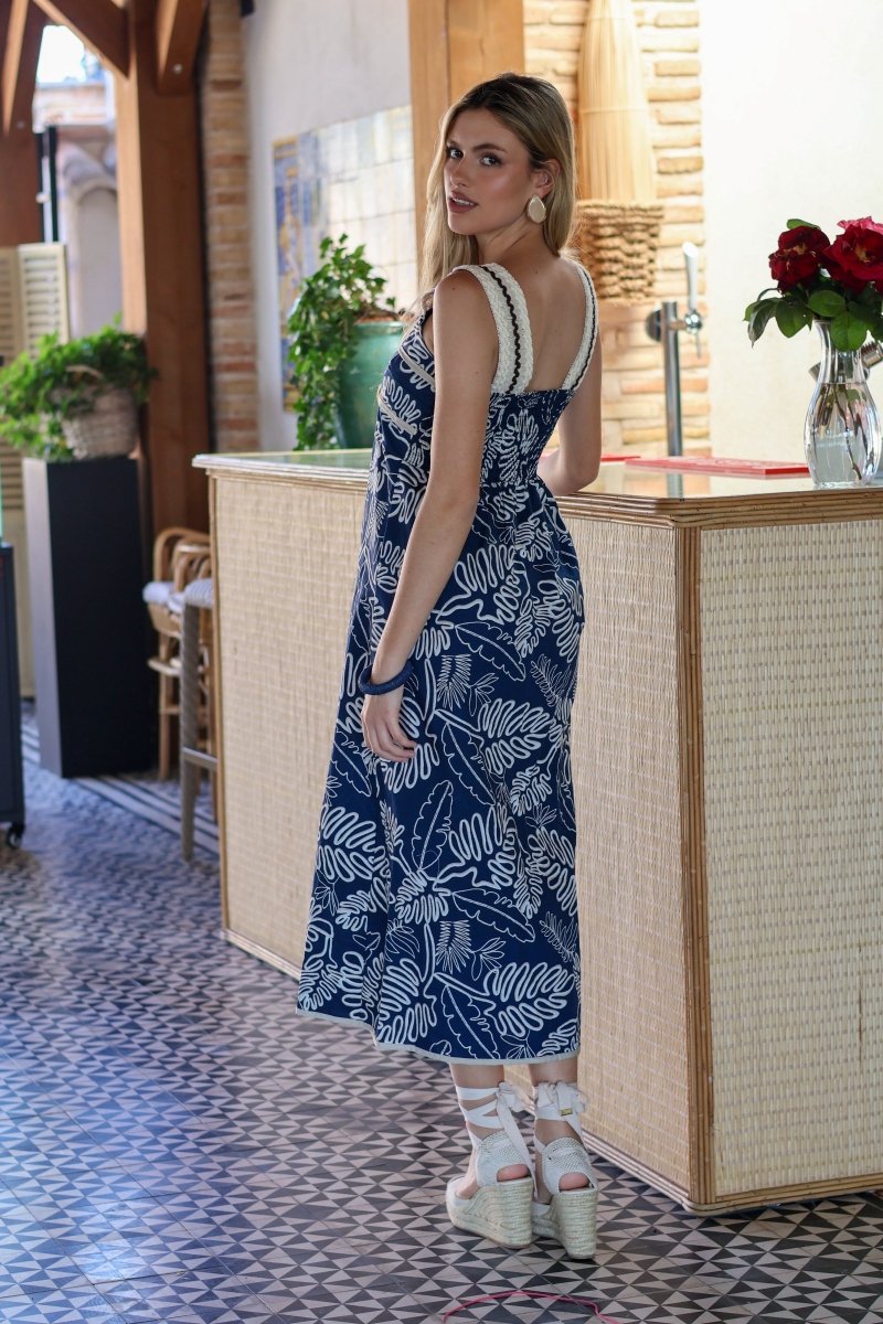 Vestido midi marino| Arlet - MOITTE