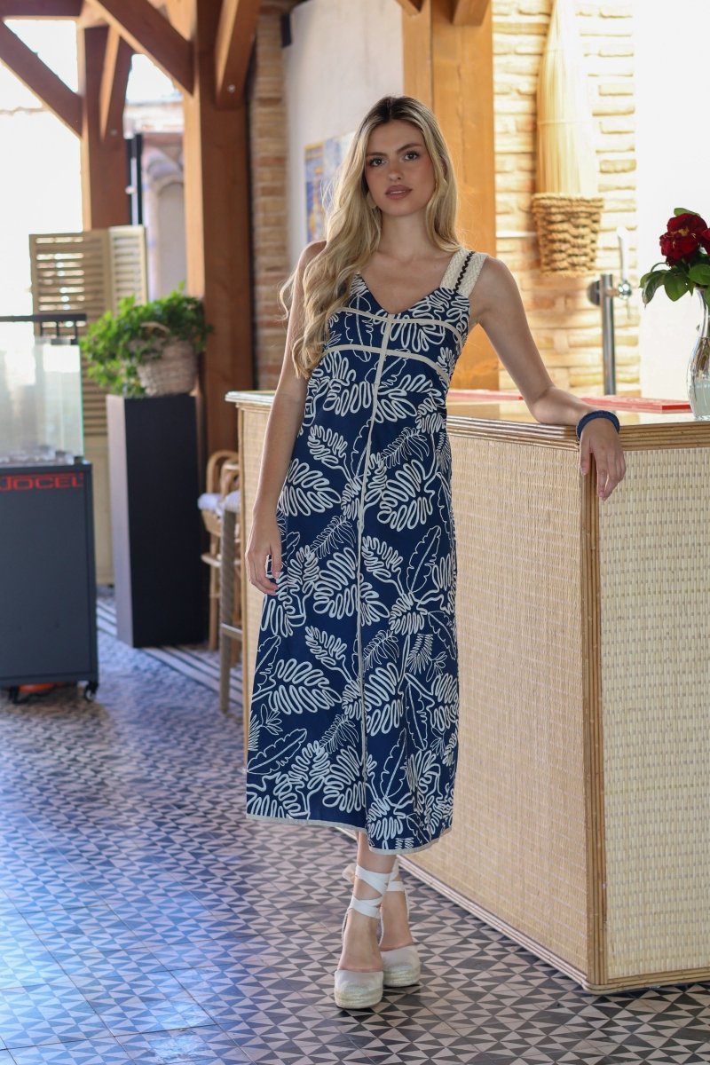 Vestido midi marino| Arlet - MOITTE