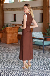 Vestido midi marrón | Baracoa - Moitte invitada