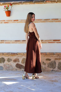 Vestido midi marrón | Daca - Moitte invitada