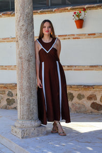 Vestido midi marrón | Daca - Moitte invitada