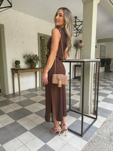 Vestido Midi Marron |Lina - Moitte invitada