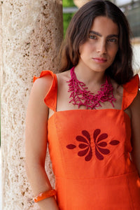 Vestido midi naranja| Juana - Moitte invitada