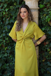 Vestido midi oliva| Helen - Moitte invitada