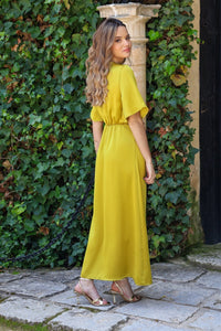Vestido midi oliva| Helen - Moitte invitada