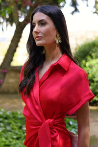 Vestido midi rojo| Luz - Moitte invitada