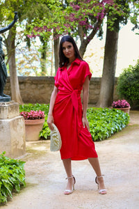 Vestido midi rojo| Luz - Moitte invitada