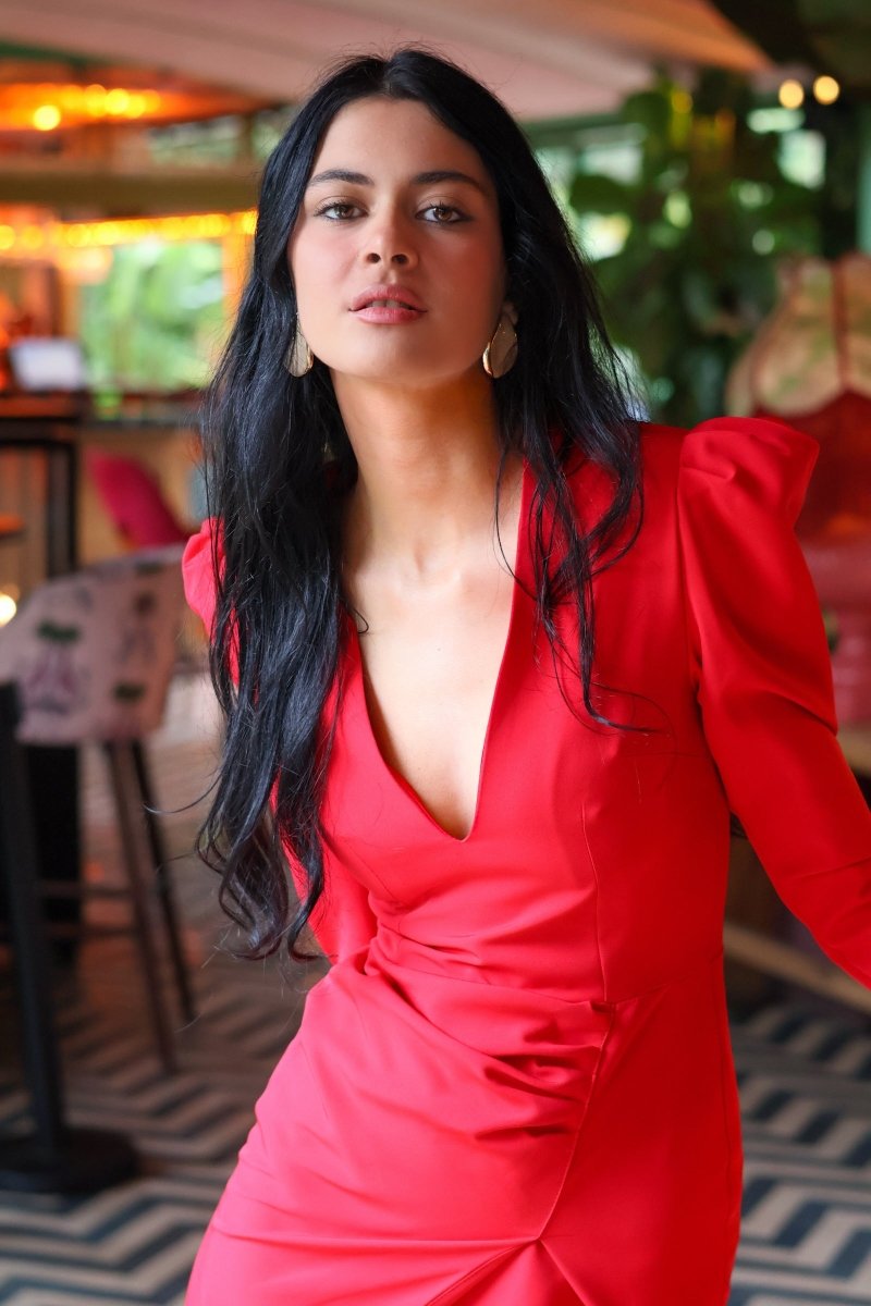 Vestido midi rojo| Selena - MOITTE