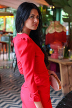 Vestido midi rojo| Selena - MOITTE