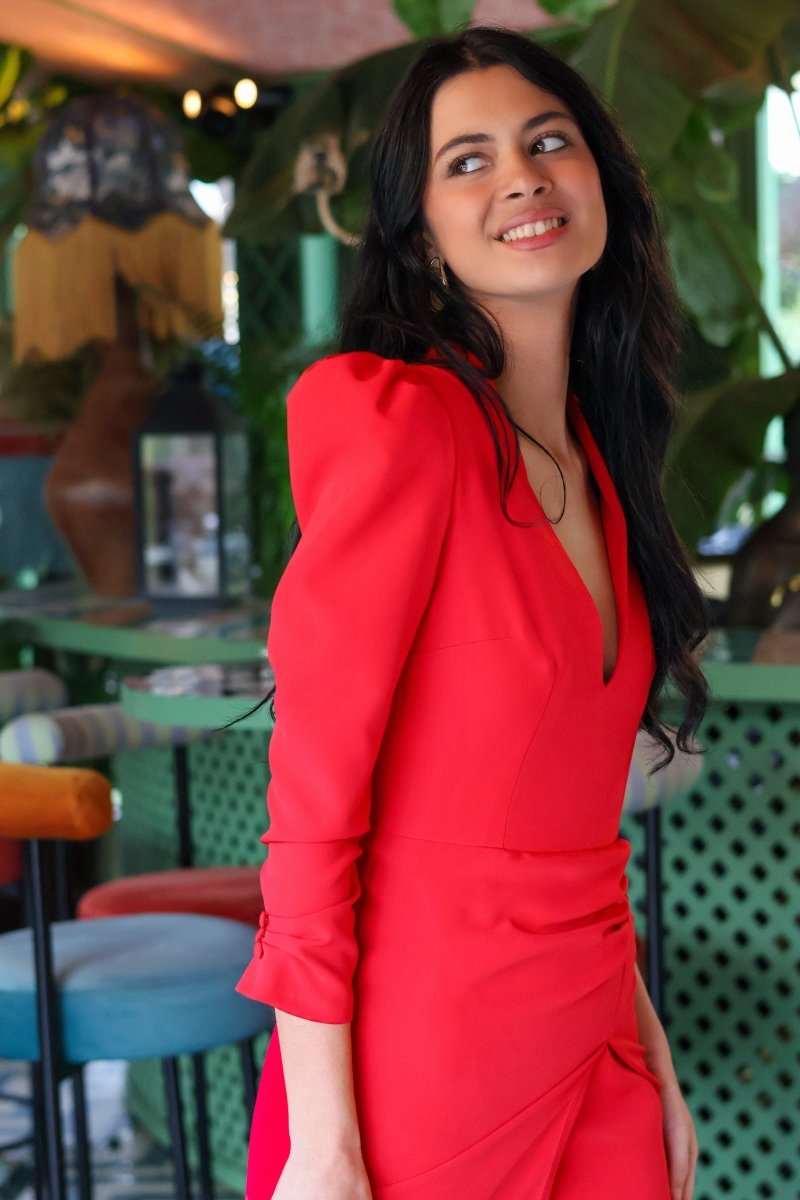 Vestido midi rojo| Selena - MOITTE