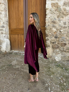 Vestido Midi Terciopelo| Vino - Moitte invitada