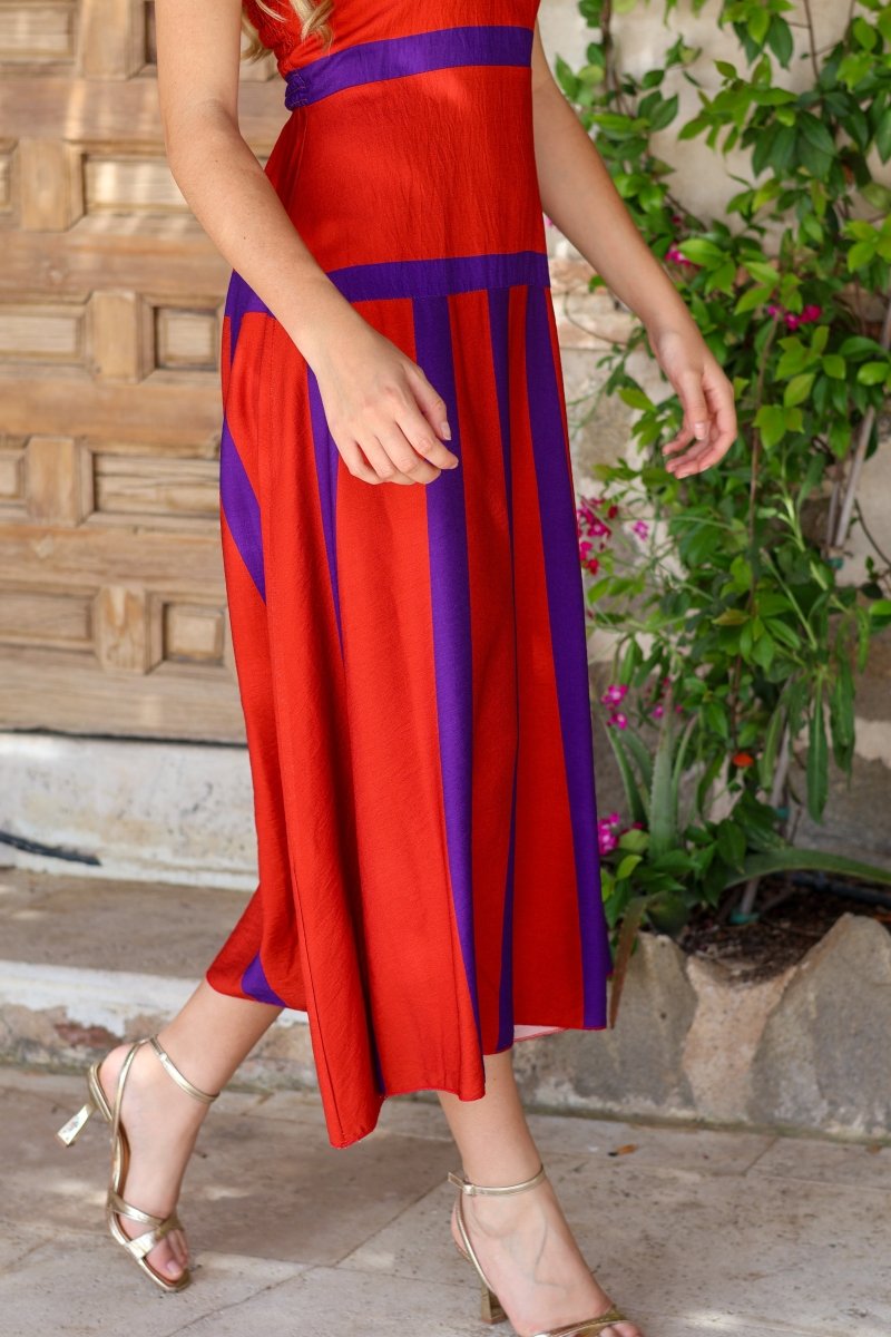 Vestido midi terracota| Fina - MOITTE