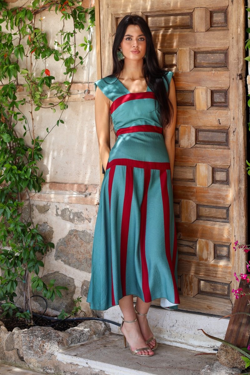 Vestido midi turquesa| Fina - MOITTE