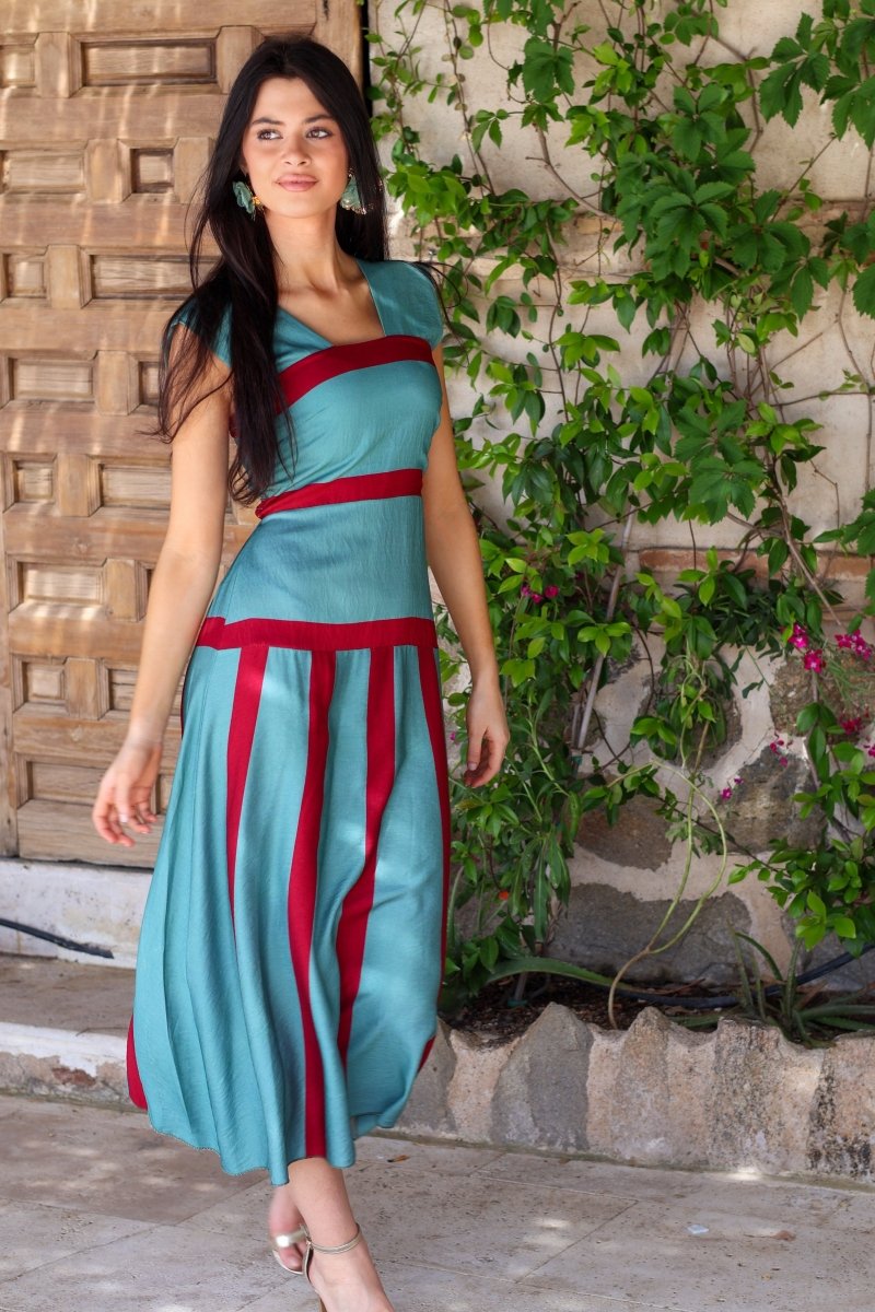 Vestido midi turquesa| Fina - MOITTE