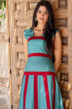 Vestido midi turquesa| Fina - MOITTE