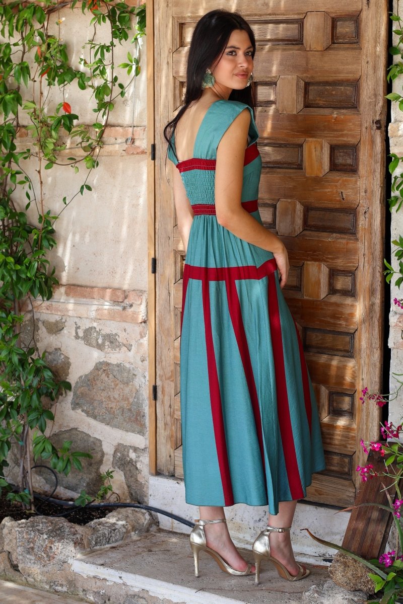 Vestido midi turquesa| Fina - MOITTE