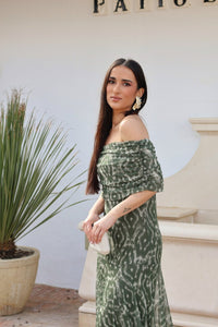 Vestido midi verde| Enora - Moitte invitada