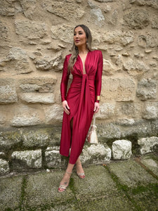 Vestido Midi Vino| Alana - Moitte invitada