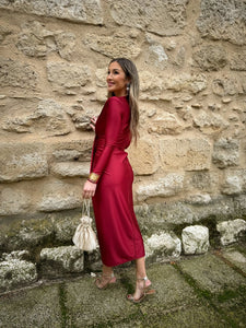 Vestido Midi Vino| Alana - Moitte invitada