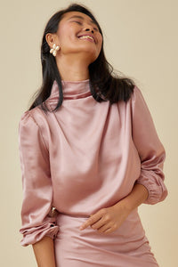 Blusa satinada rosa | Kira - Moitte invitada