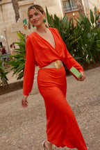 Vestido escote cruzado pomelo | Gloria - MOITTE