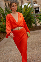 Vestido escote cruzado pomelo | Gloria - MOITTE