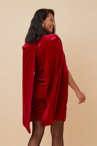Vestido Rojo Terciopelo Capas - Moitte invitada